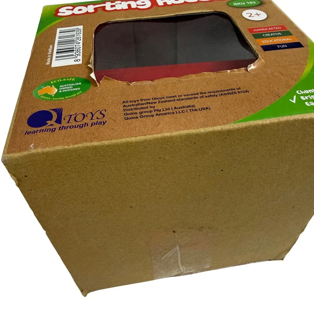 NEW Sealed Qtoys Sorting House‎ Wooden Shape Sorter Montessori Toy Box